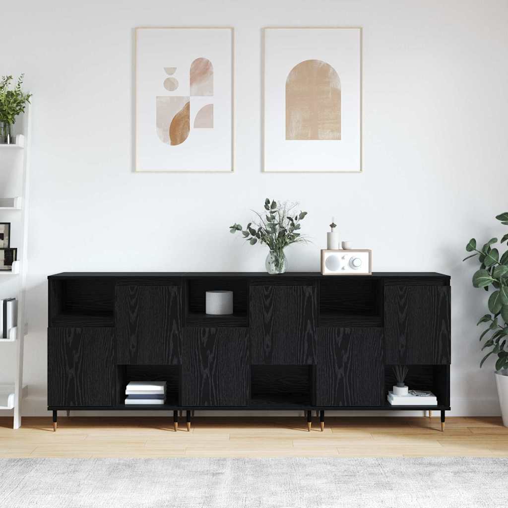 Sideboards 3 pcs Black oak 180 x 35 x 70 cm Engineered wood