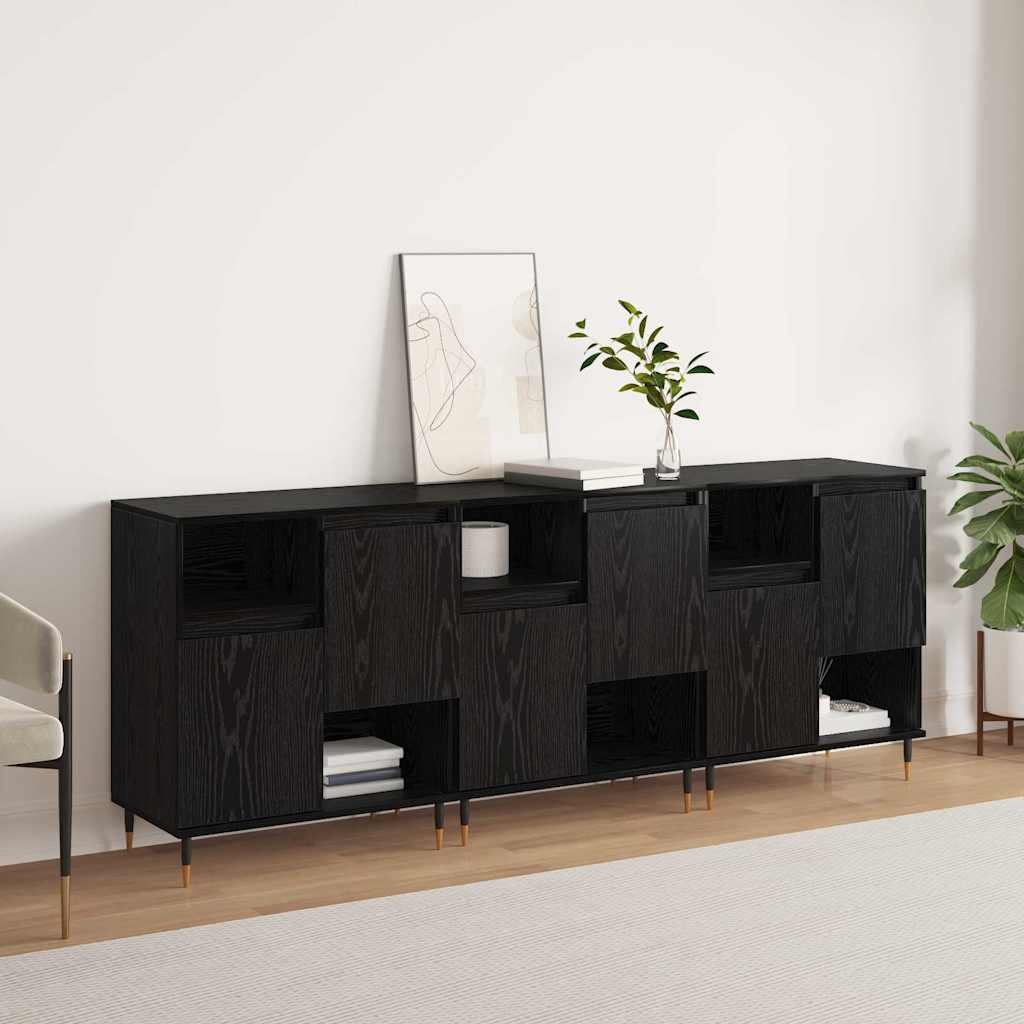 Sideboards 3 pcs Black oak 180 x 35 x 70 cm Engineered wood