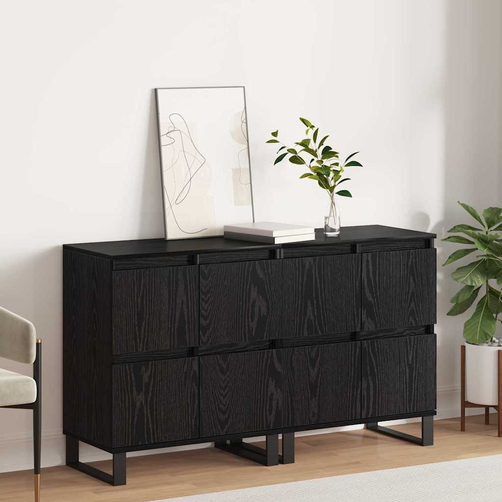 Sideboards 2 pcs Black oak 120 x 35 x 70 cm Engineered wood
