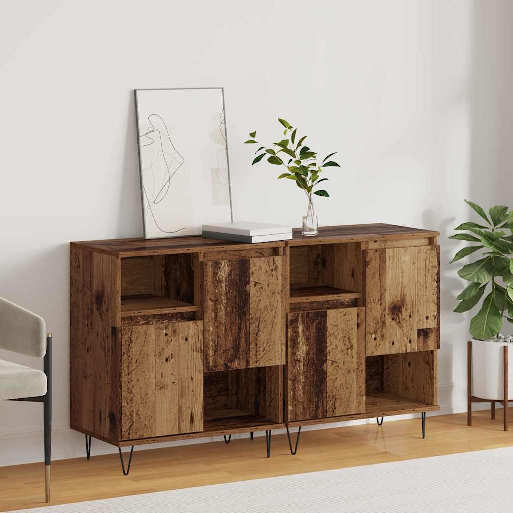 Sideboards 2 pcs Old wood 120 x 35 x 70 cm Engineered wood