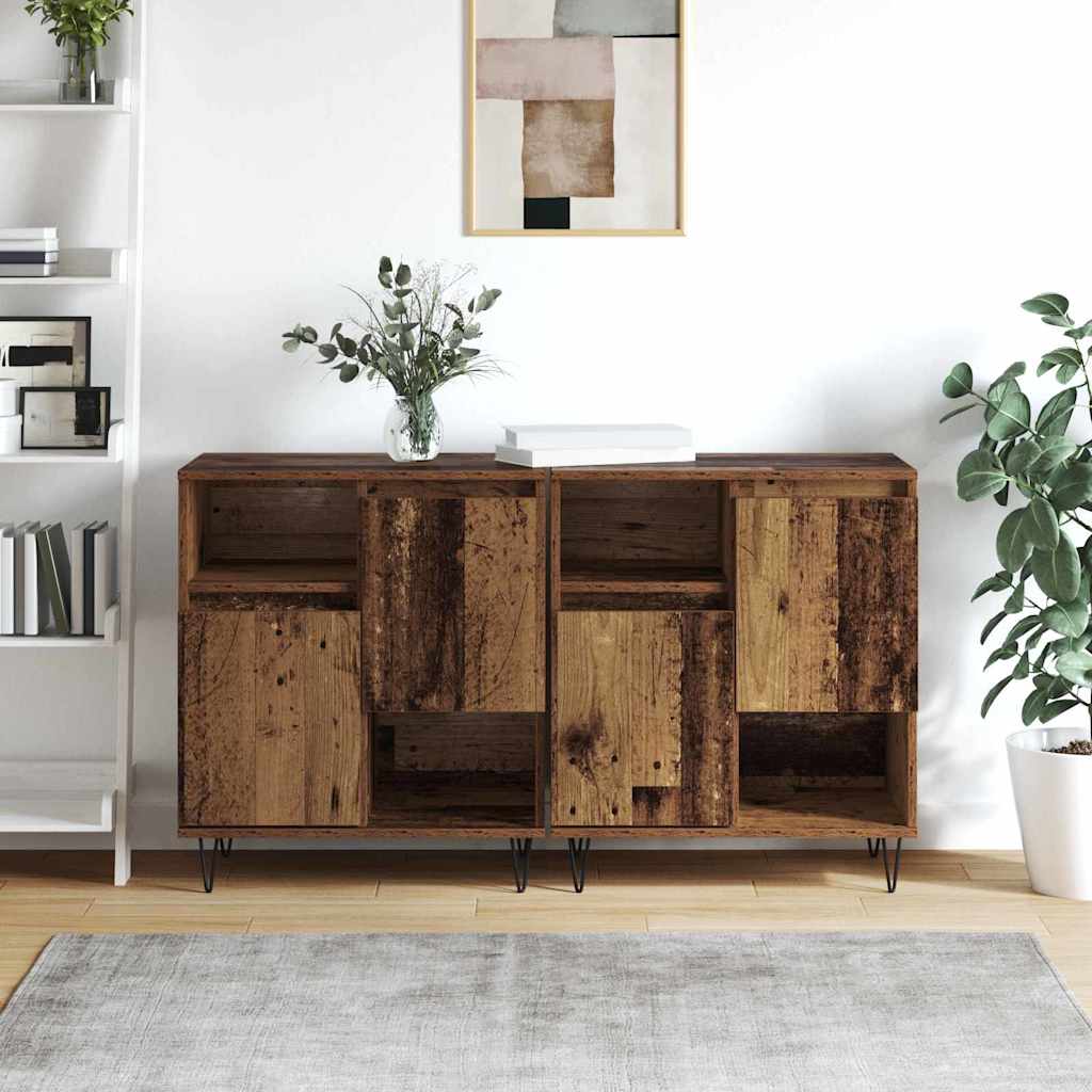 Sideboards 2 pcs Old wood 120 x 35 x 70 cm Engineered wood