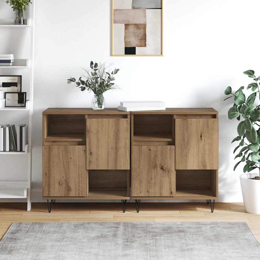 Sideboards 2 pcs Artisan oak 120 x 35 x 70 cm Engineered wood