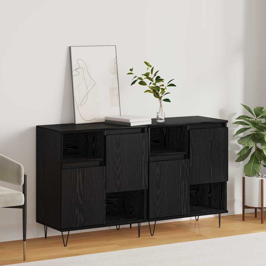 Sideboards 2 pcs Black oak 120 x 35 x 70 cm Engineered wood