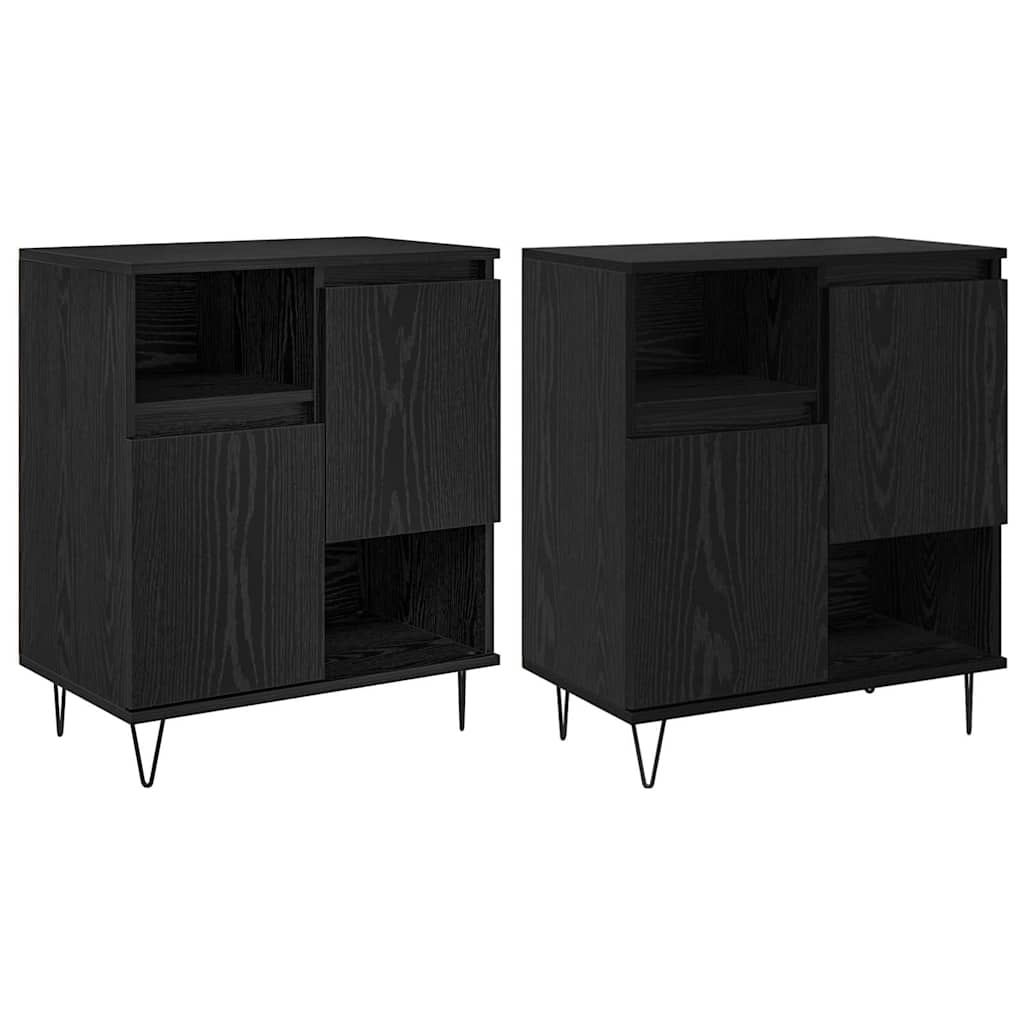Sideboards 2 pcs Black oak 120 x 35 x 70 cm Engineered wood