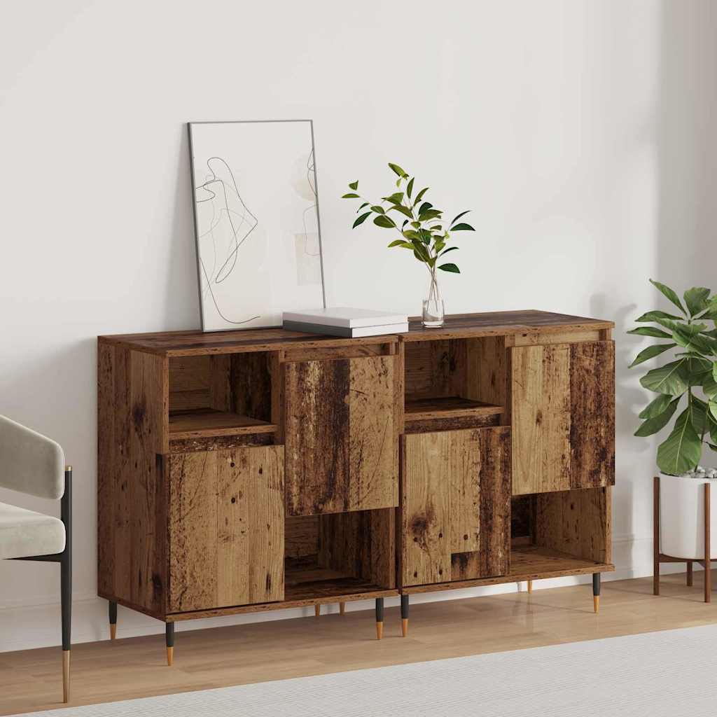 Sideboards 2 pcs Old wood 120 x 35 x 70 cm Engineered wood
