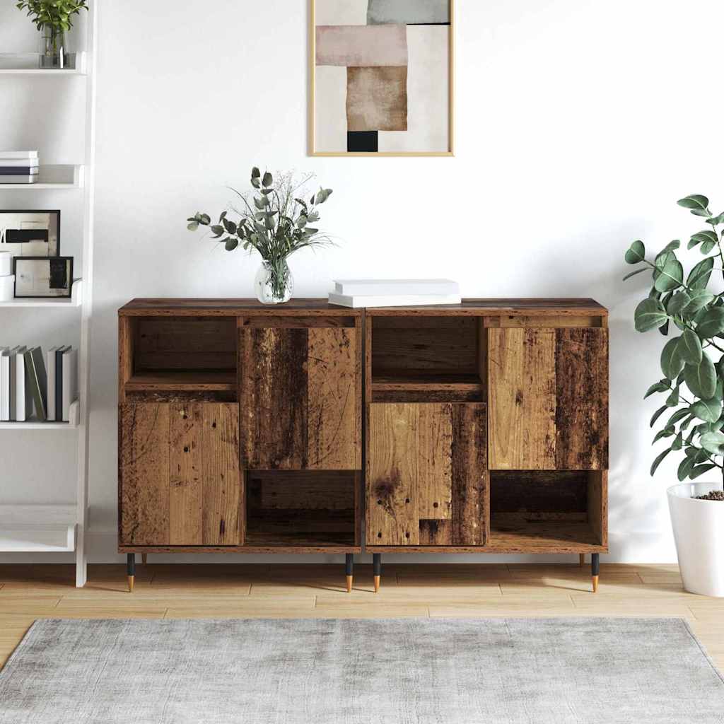 Sideboards 2 pcs Old wood 120 x 35 x 70 cm Engineered wood