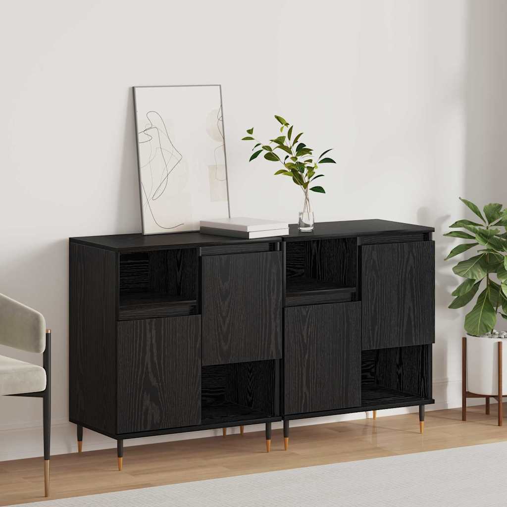 Sideboards 2 pcs Black oak 120 x 35 x 70 cm Engineered wood