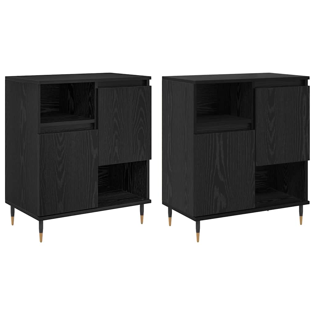 Sideboards 2 pcs Black oak 120 x 35 x 70 cm Engineered wood