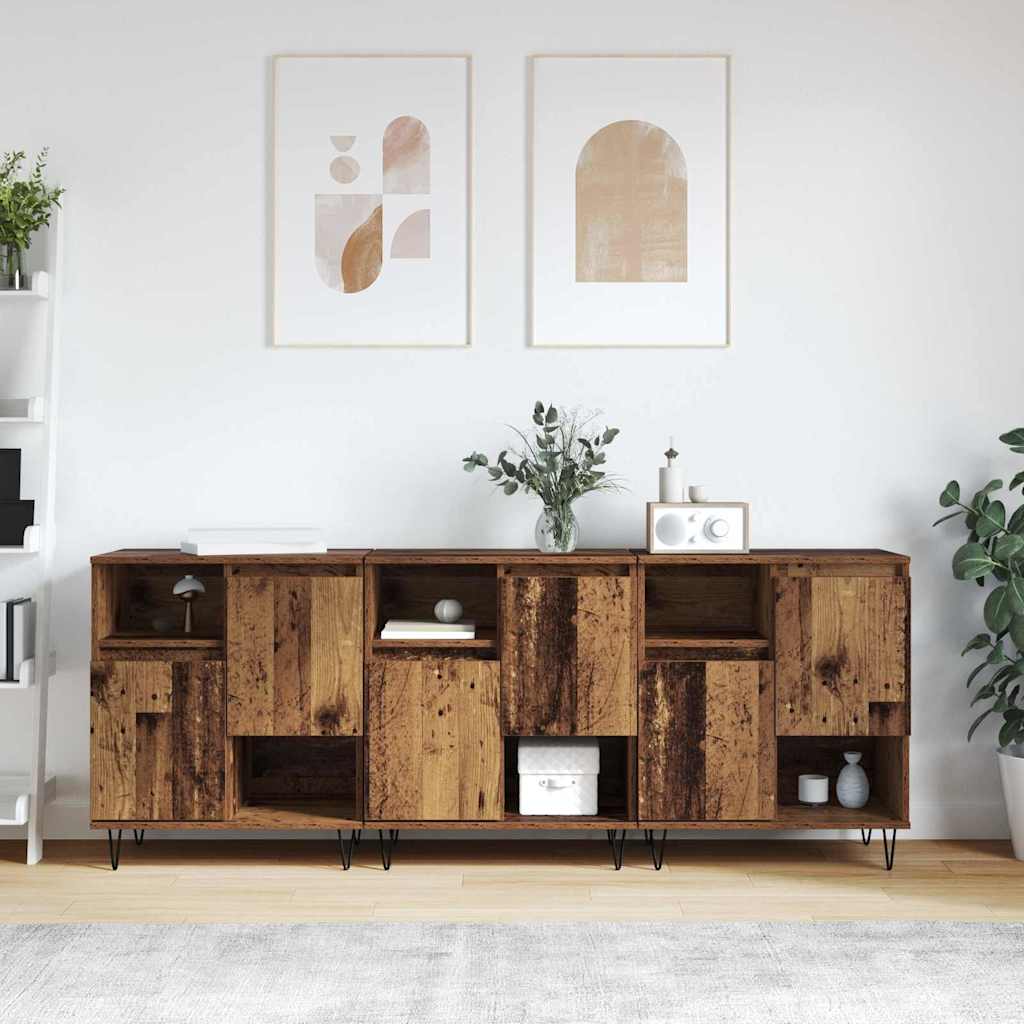 Sideboards 3 pcs Old wood 180 x 35 x 70 cm Engineered wood