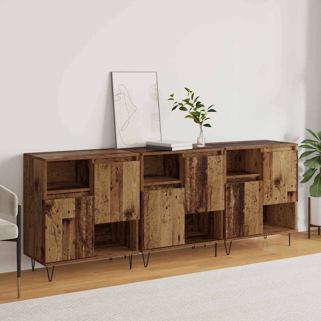 Sideboards 3 pcs Old wood 180 x 35 x 70 cm Engineered wood