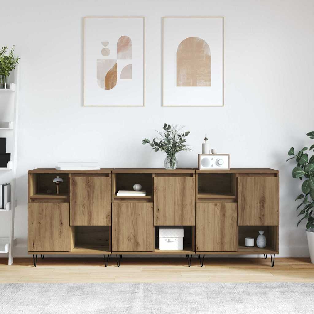 Sideboards 3 pcs Artisan oak 180 x 35 x 70 cm Engineered wood
