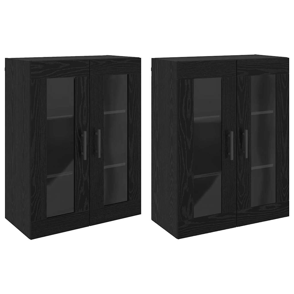 Wall Mounted Cabinets 2 pcs Black oak 69.5 x 34 x 90 cm