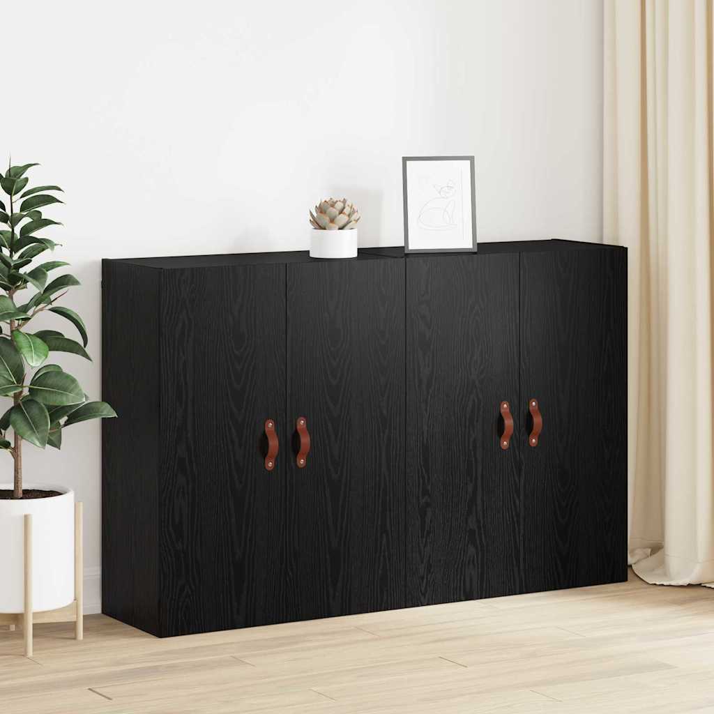 Wall Mounted Cabinets 2 pcs Black oak 69.5 x 34 x 90 cm