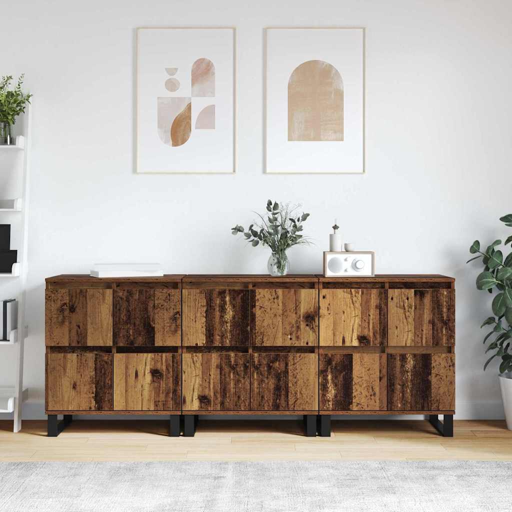Sideboards 3 pcs Old wood 180 x 35 x 70 cm Engineered wood