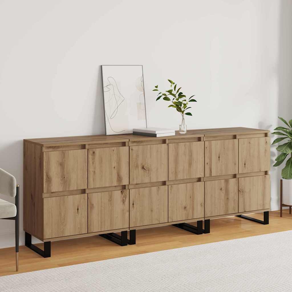 Sideboards 3 pcs Artisan oak 180 x 35 x 70 cm Engineered wood