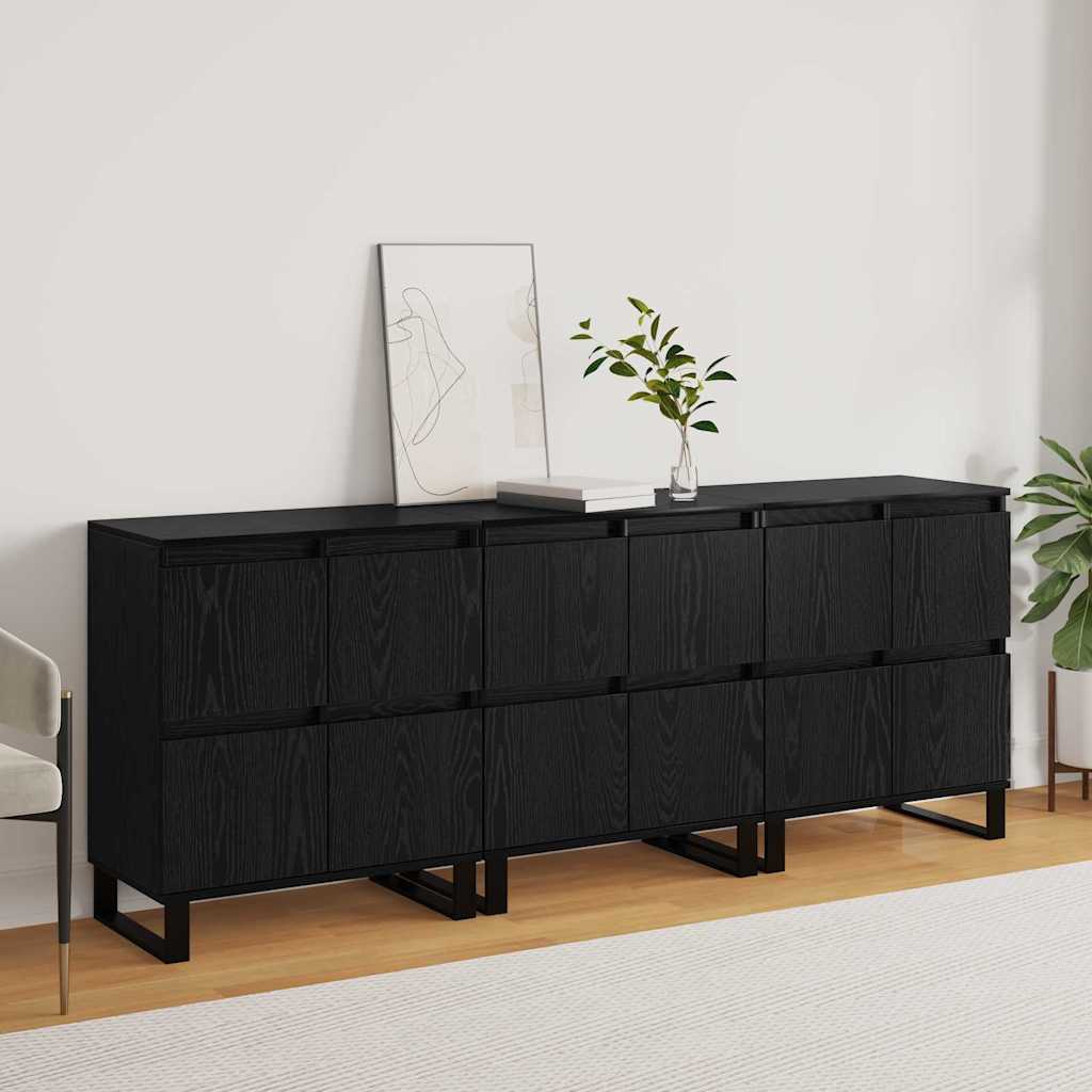 Sideboards 3 pcs Black oak 180 x 35 x 70 cm Engineered wood