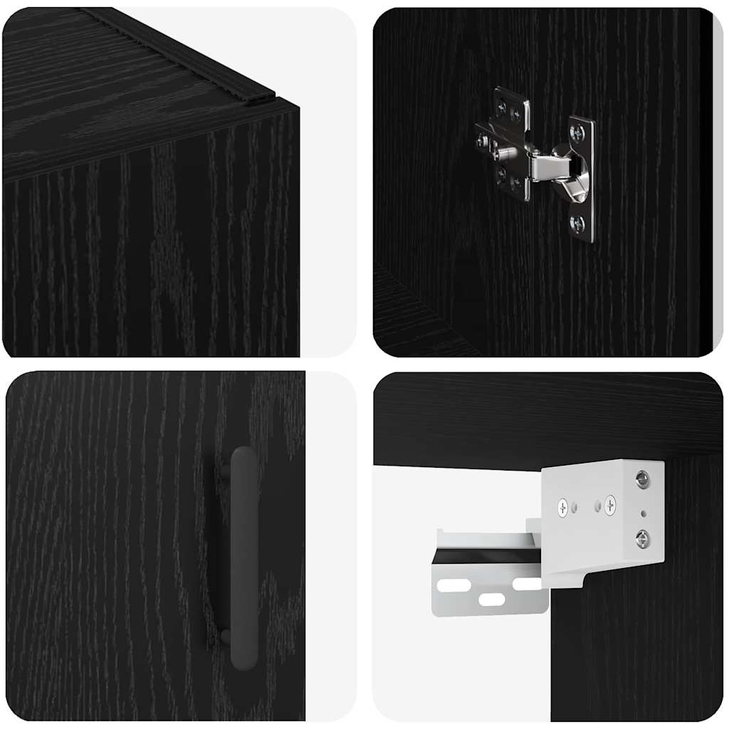 Wall Mounted Cabinets 2 pcs Black oak 69.5 x 34 x 90 cm