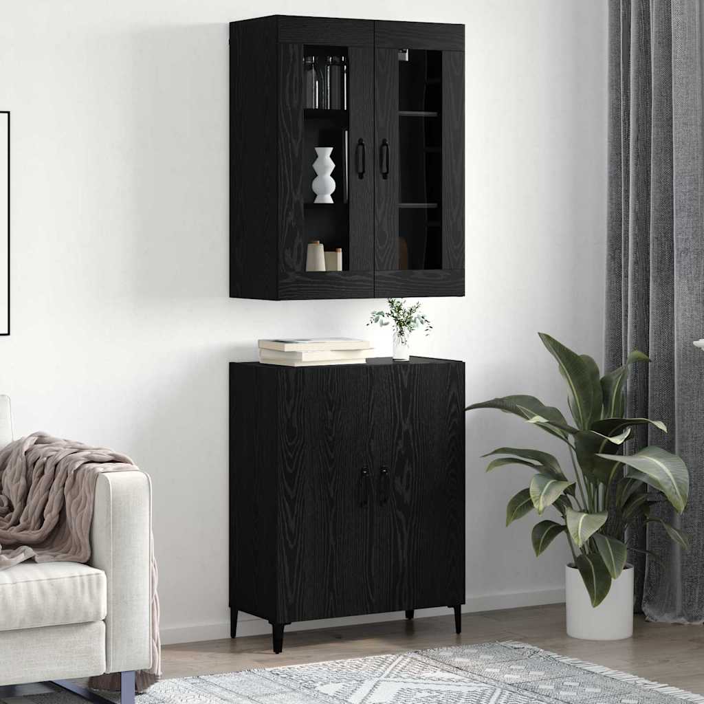 Highboard 2 pcs Black oak 69.5 x 34 x 180 cm Engineered wood