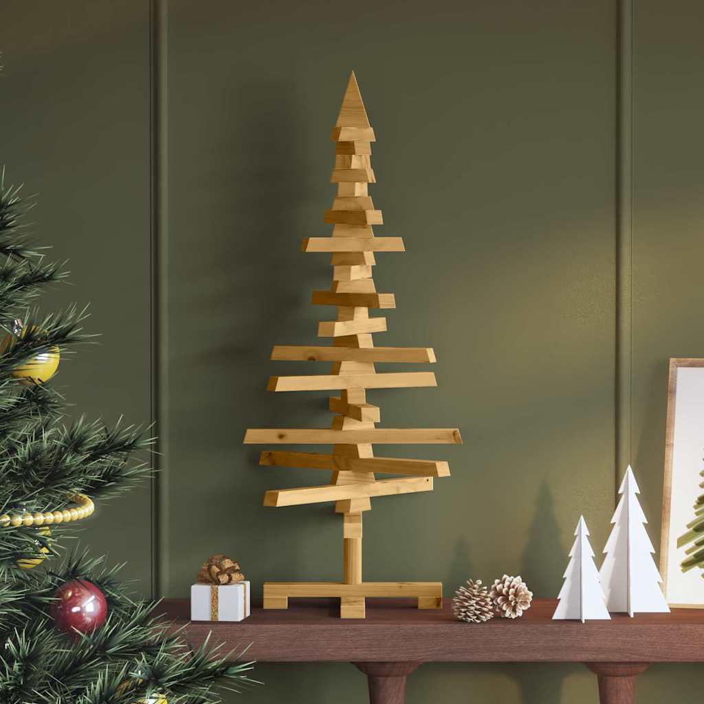 Wooden Christmas Tree with Stand Brown 90 cm Solid pine wood