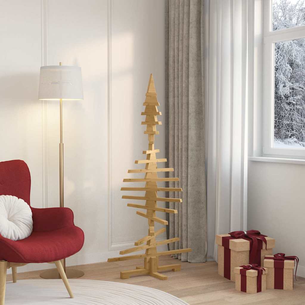 Wooden Christmas Tree with Stand Brown 150 cm Solid pine wood