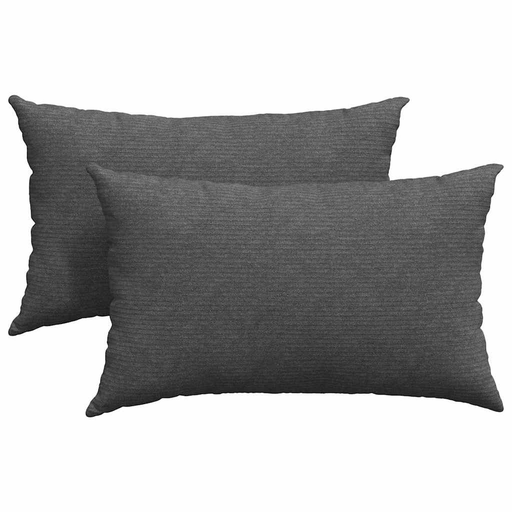 Sofa Pillows 2 pcs Dark Grey 50 x 30 cm Corduroy Fabric