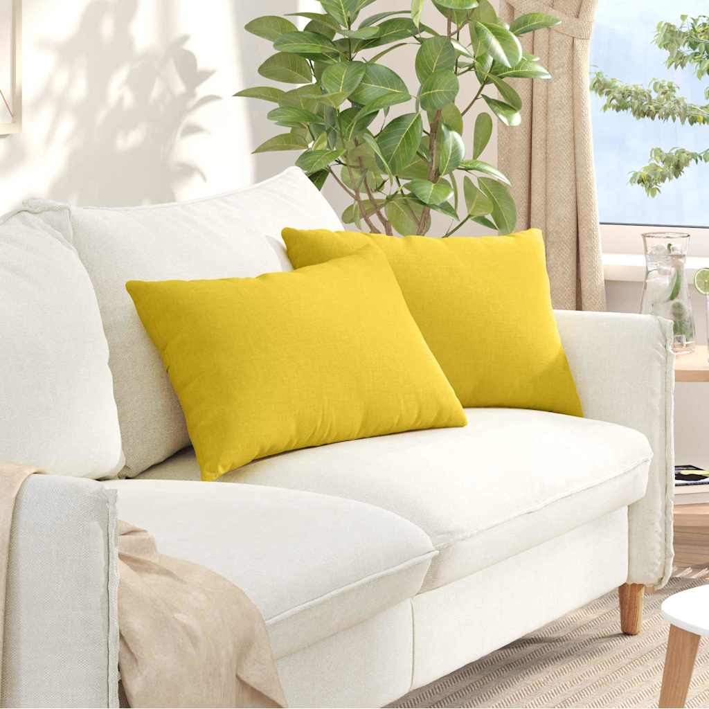 Sofa Pillows 2 pcs Light Yellow 60 x 40 cm Fabric