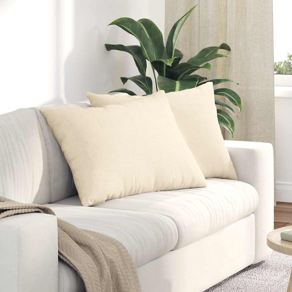 Sofa Pillows 2 pcs Cream 70 x 50 cm Corduroy Fabric