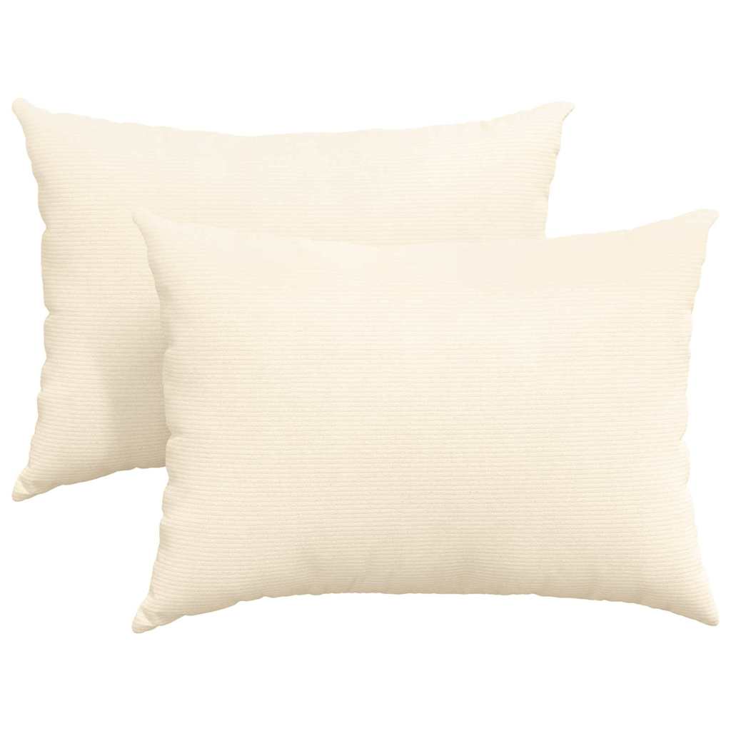 Sofa Pillows 2 pcs Cream 70 x 50 cm Corduroy Fabric