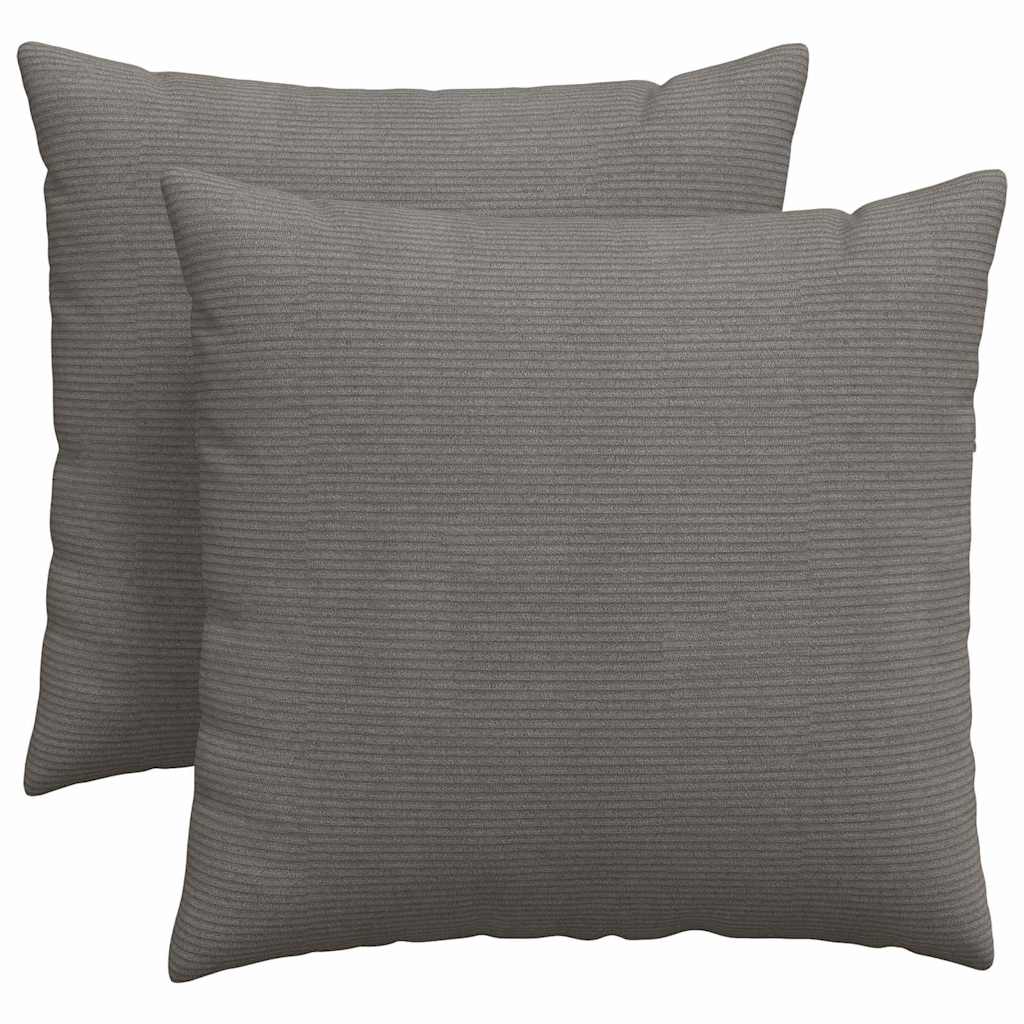 Sofa Pillows 2 pcs Light grey 45 x 45 cm Corduroy Fabric
