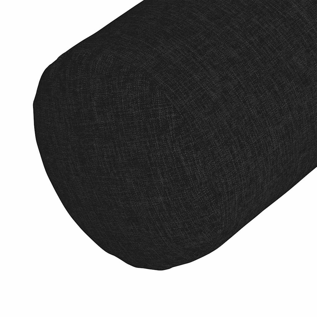 Bolster Pillows 2 pcs Black Ø 15 x 40 cm Fabric