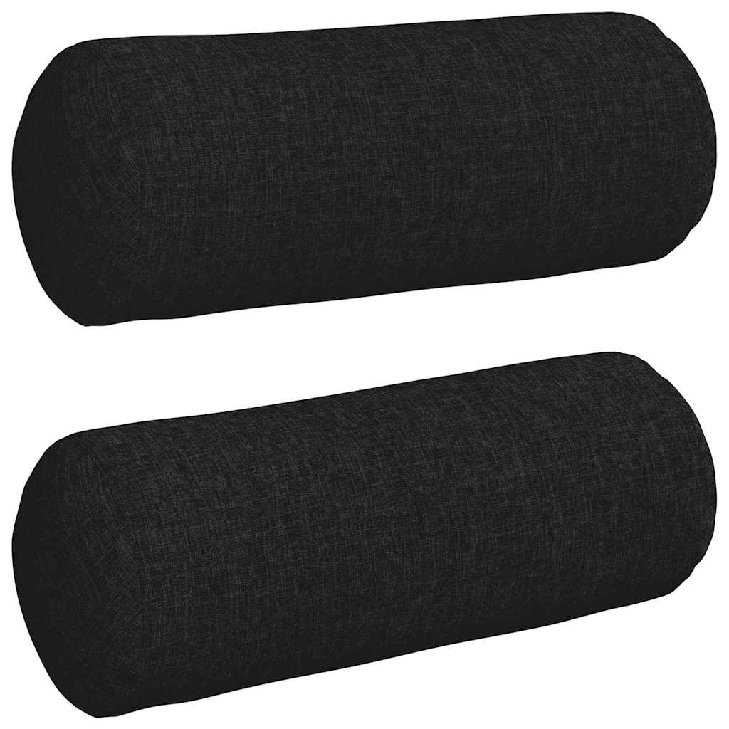 Bolster Pillows 2 pcs Black Ø 15 x 40 cm Fabric