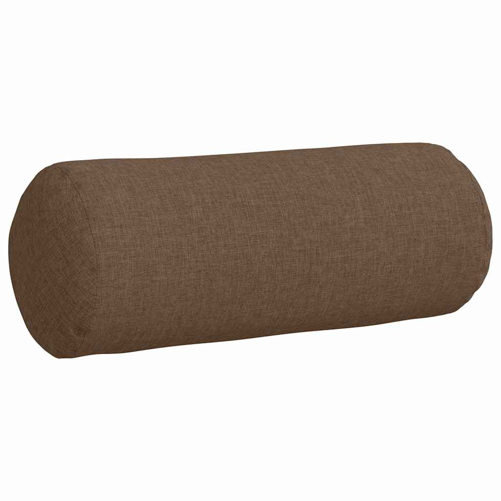 Bolster Pillows 2 pcs Brown Ø 15 x 40 cm Fabric