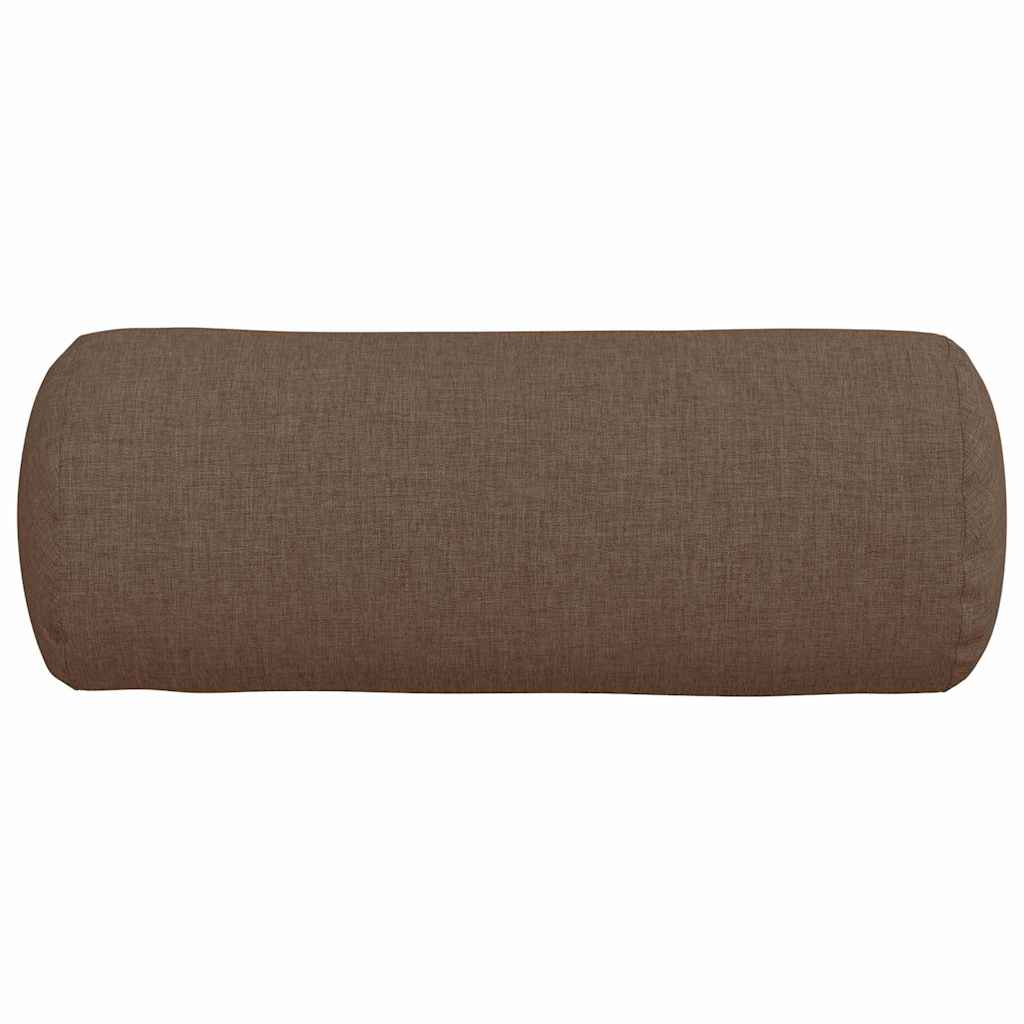 Bolster Pillows 2 pcs Brown Ø 15 x 40 cm Fabric