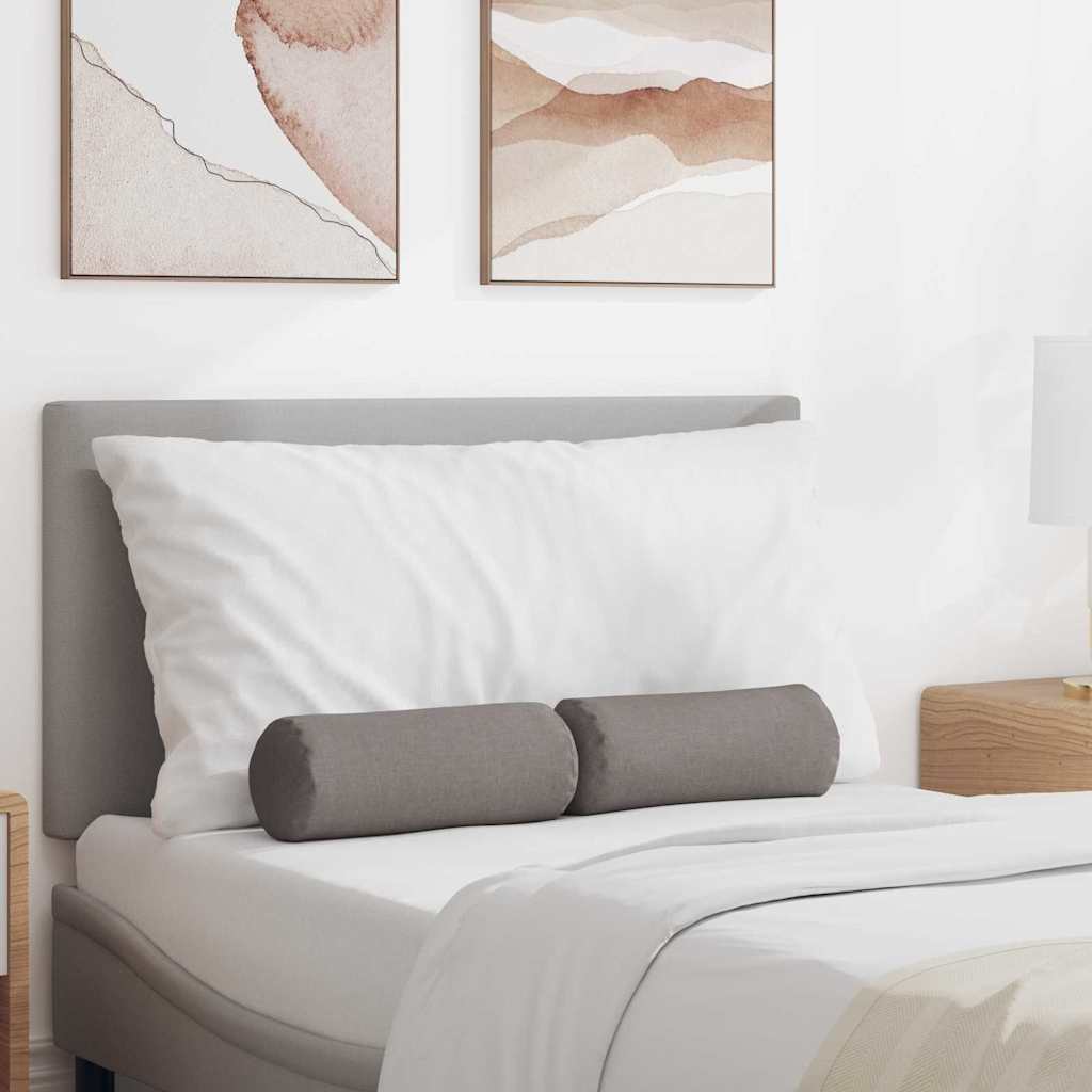 Bolster Pillows 2 pcs Taupe Ø 15 x 40 cm Fabric