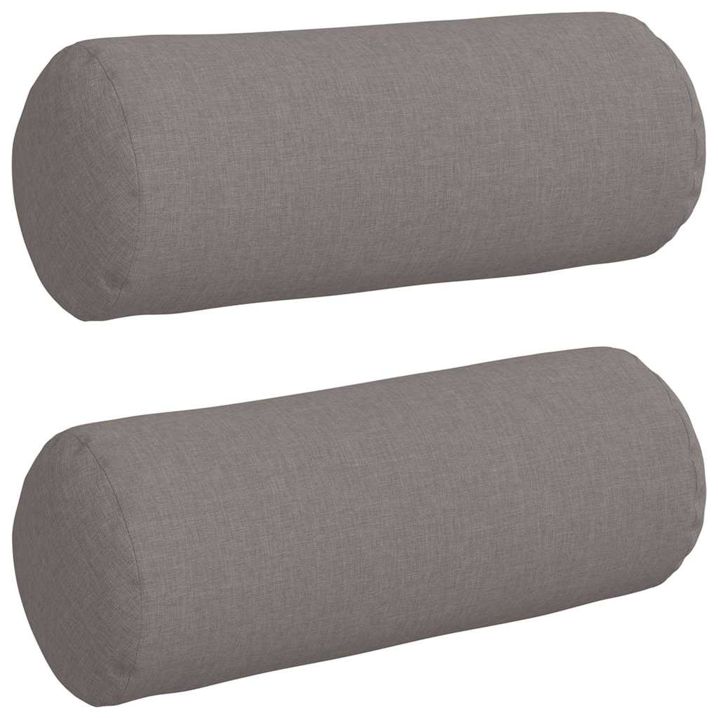 Bolster Pillows 2 pcs Taupe Ø 15 x 40 cm Fabric