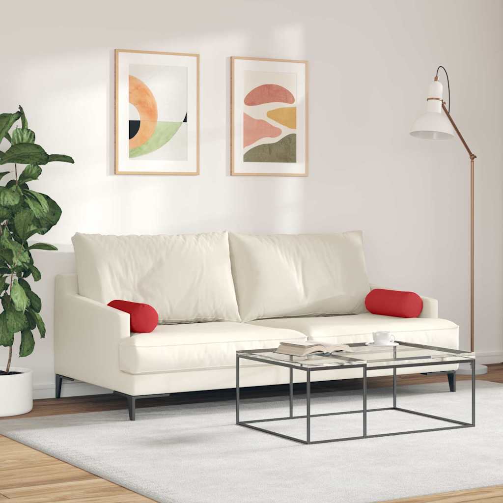 Bolster Pillows 2 pcs Red Ø 15 x 40 cm Fabric