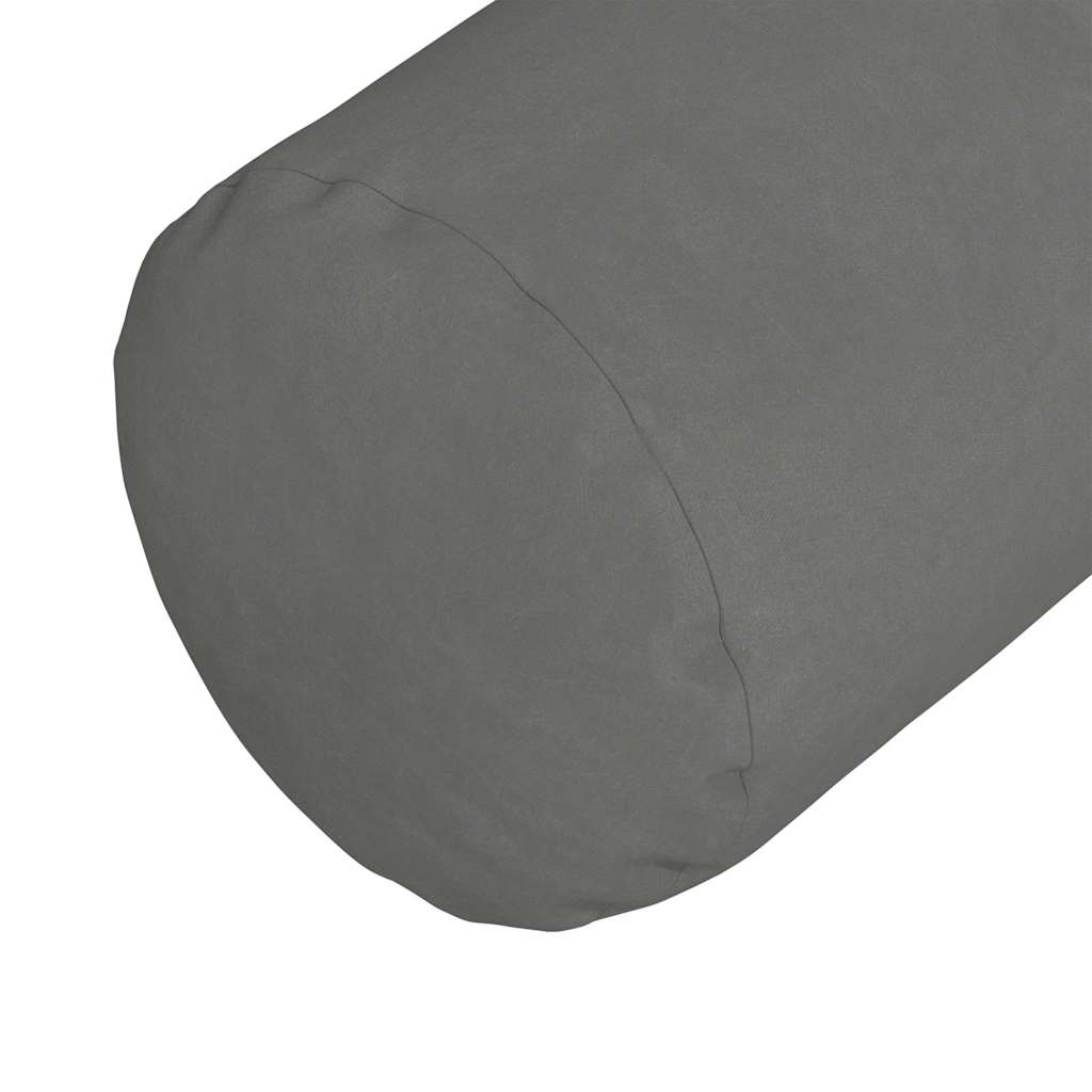 Bolster Pillows 2 pcs Dark Grey Ø 15 x 40 cm Microfibre Fabric