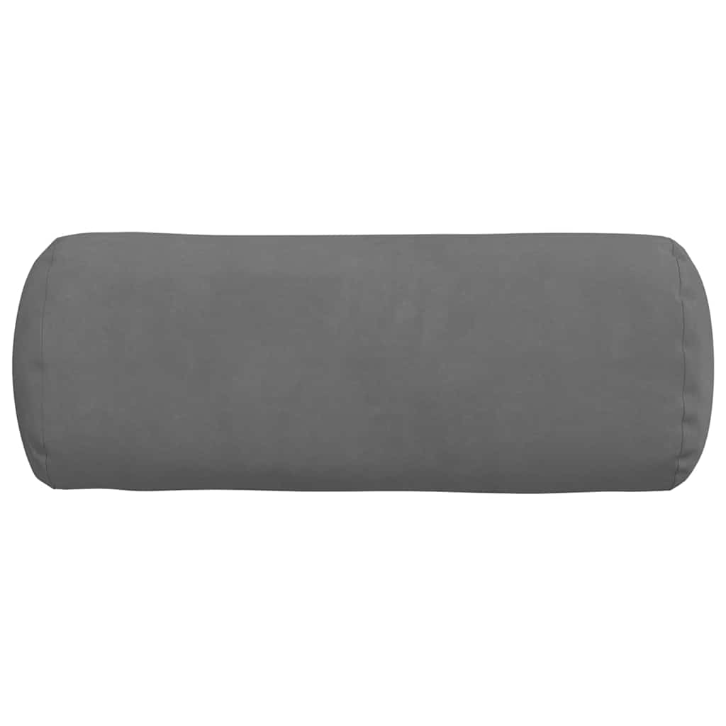 Bolster Pillows 2 pcs Dark Grey Ø 15 x 40 cm Microfibre Fabric