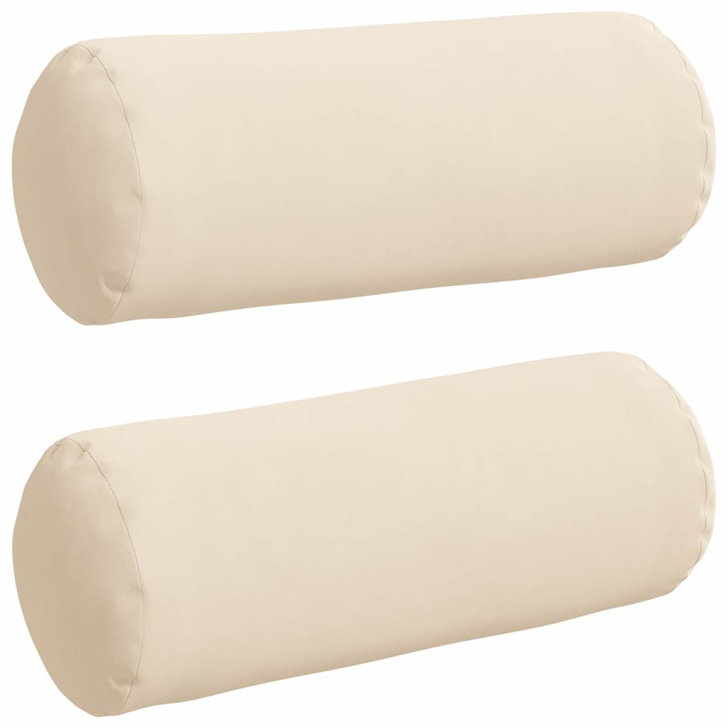 Bolster Pillows 2 pcs Beige Ø 15 x 40 cm Microfibre Fabric