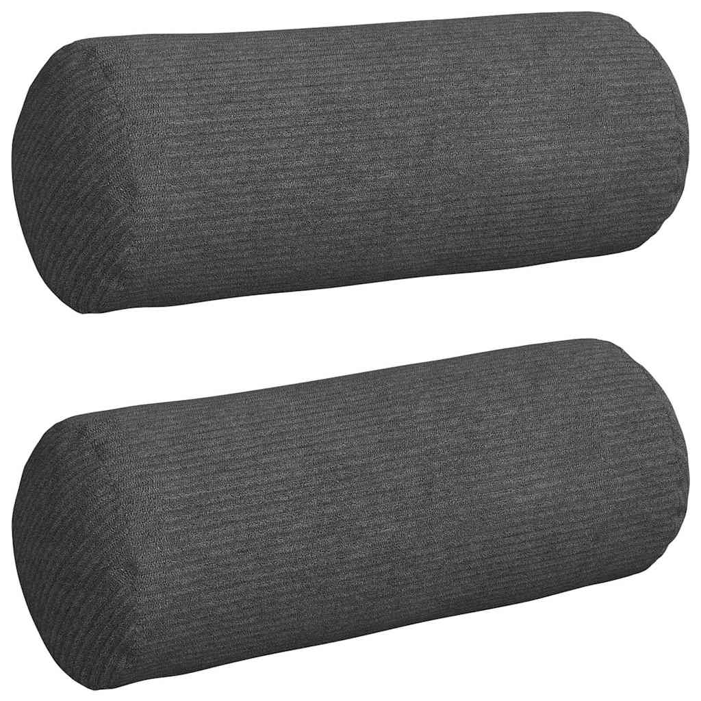 Bolster Pillows 2 pcs Dark Grey Ø 15 x 40 cm Corduroy Fabric