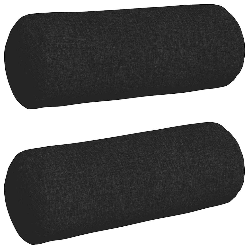 Bolster Pillows 2 pcs Black Ø 25 x 70 cm Fabric