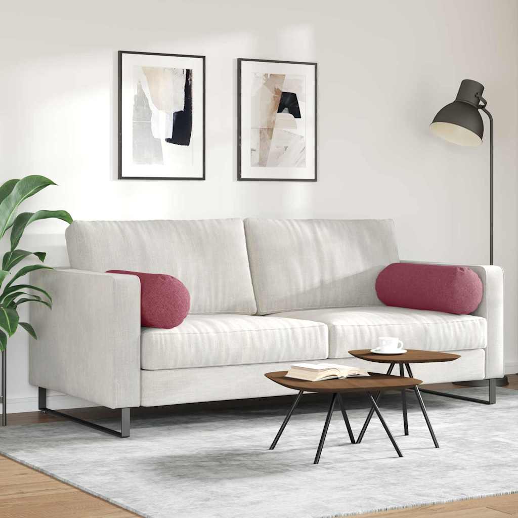 Bolster Pillows 2 pcs Wine Red Ø 25 x 70 cm Fabric