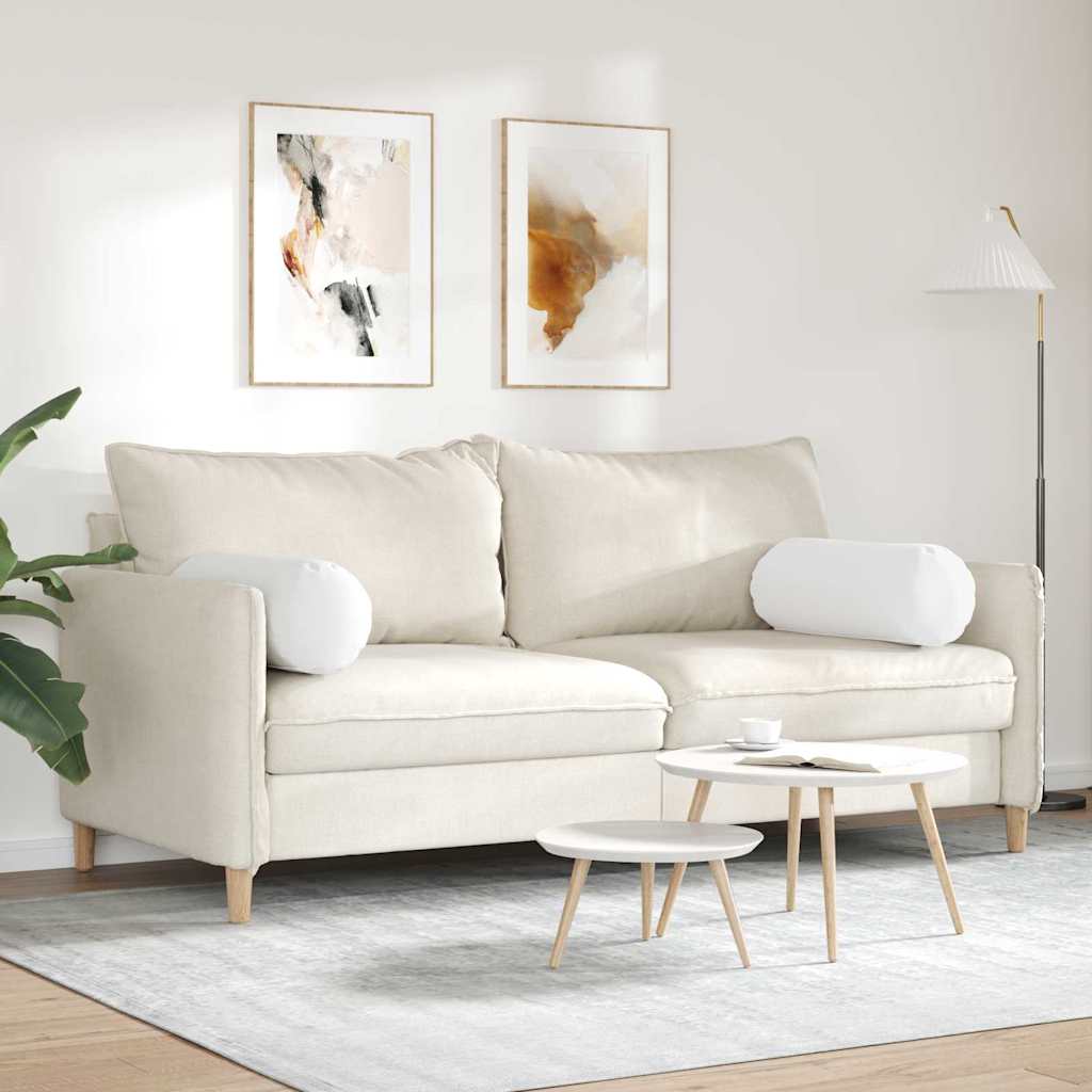 Bolster Pillows 2 pcs White Ø 25 x 70 cm Fabric