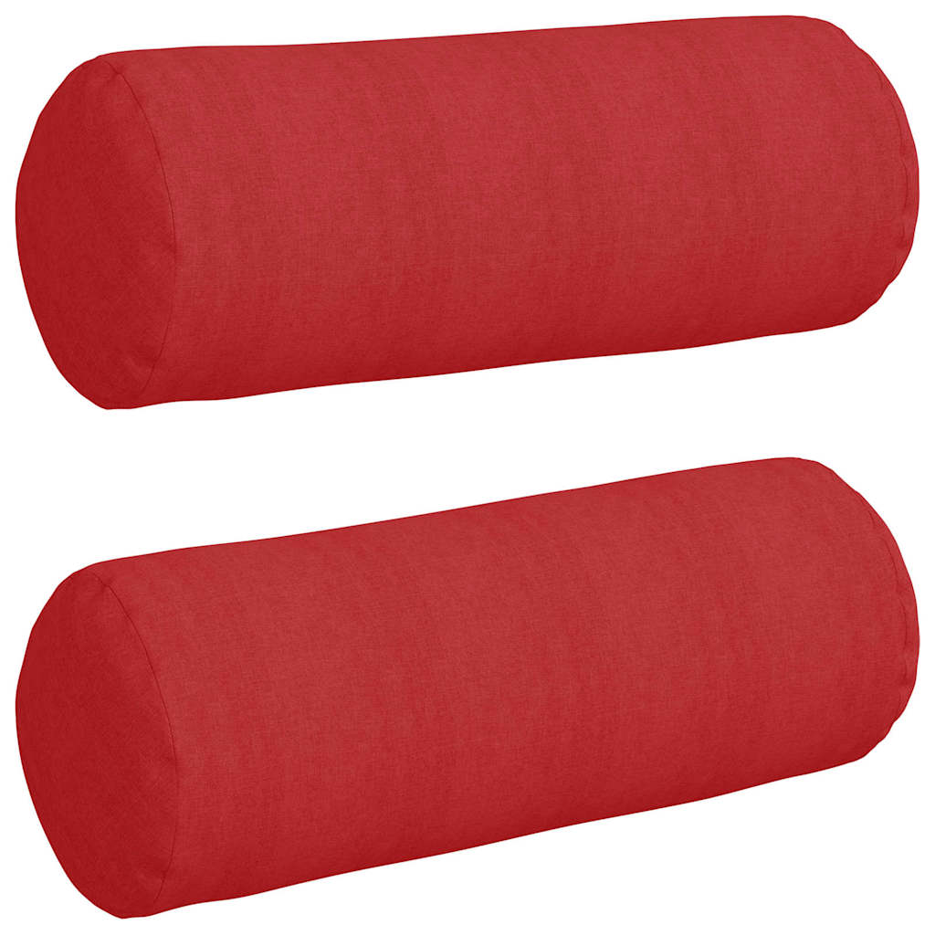 Bolster Pillows 2 pcs Red Ø 25 x 70 cm Fabric