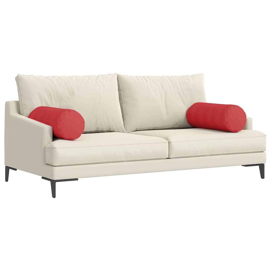 Bolster Pillows 2 pcs Red Ø 25 x 70 cm Fabric