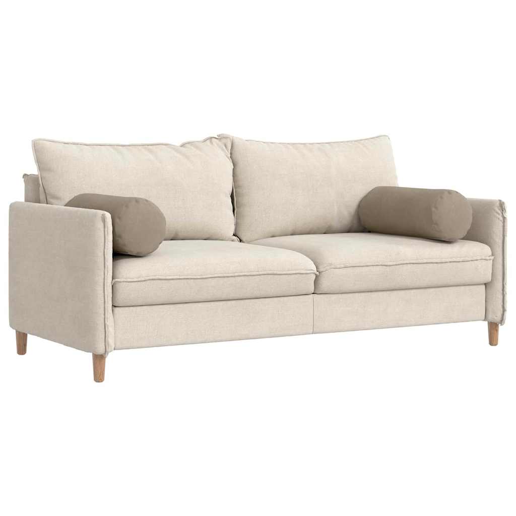 Bolster Pillows 2 pcs Taupe Ø 25 x 70 cm Microfibre Fabric