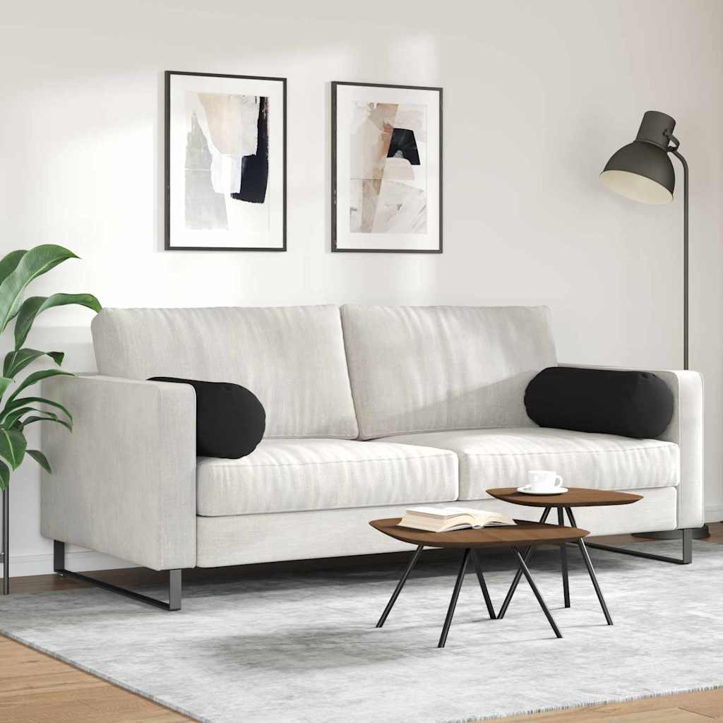 Bolster Pillows 2 pcs Black Ø 25 x 70 cm Microfibre Fabric