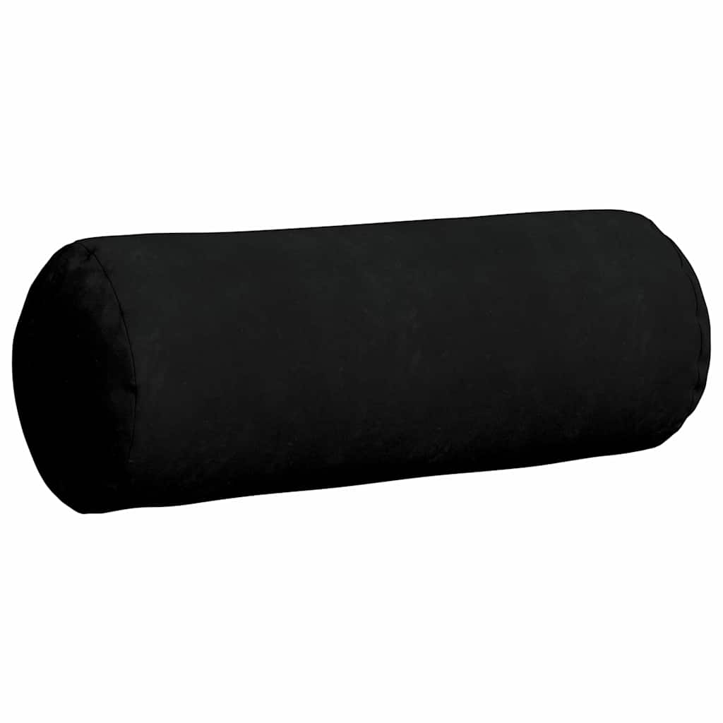 Bolster Pillows 2 pcs Black Ø 25 x 70 cm Microfibre Fabric