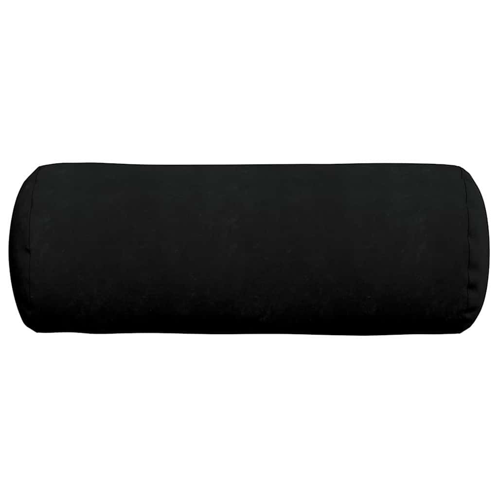 Bolster Pillows 2 pcs Black Ø 25 x 70 cm Microfibre Fabric