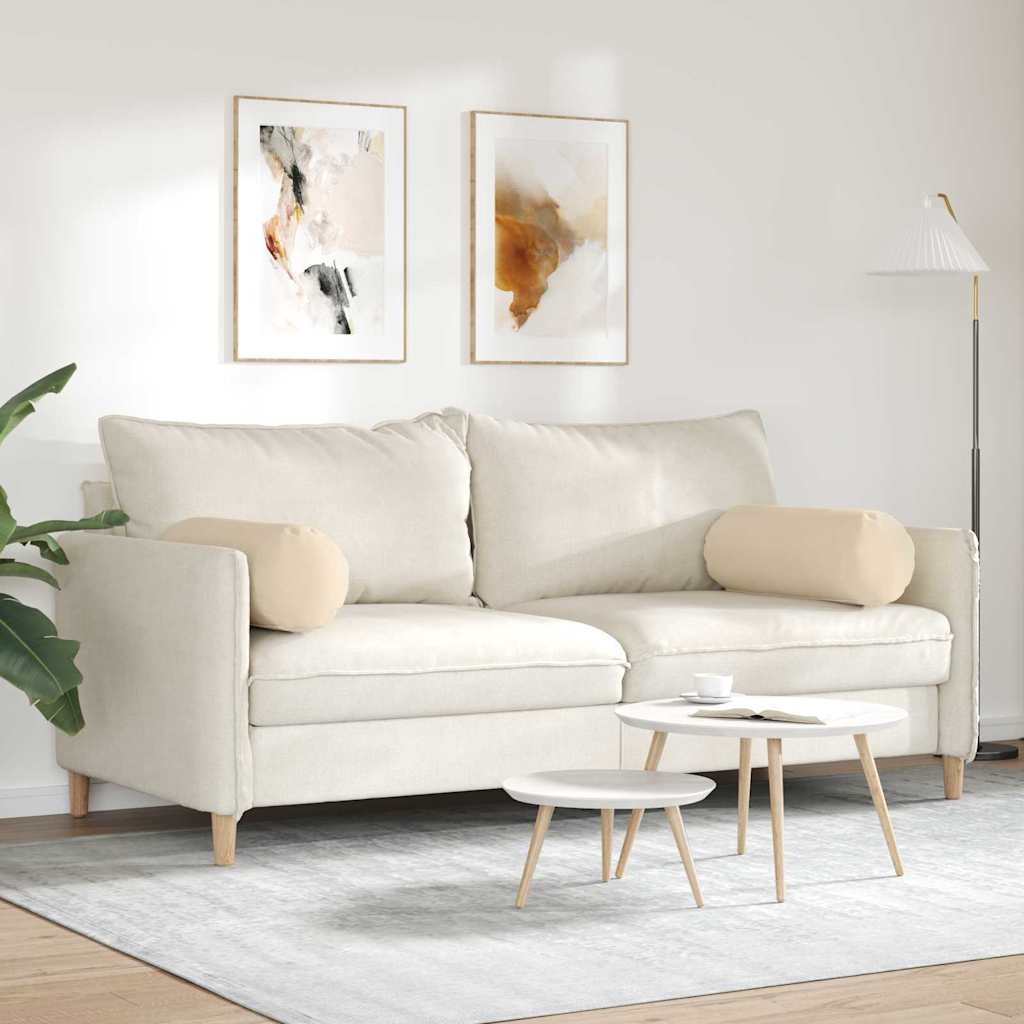 Bolster Pillows 2 pcs Cream Ø 25 x 70 cm Microfibre Fabric